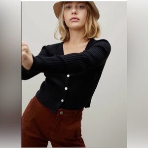 Everlane Black cotton merino Cardigan xxs